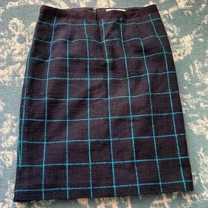 Banana republic woven cotton grid lined skirt zero